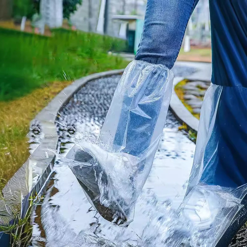 10pcs Disposable Waterproof Shoe Covers-Thick Plastic Rain Boot Covers for Outdoor Use,Non-Slip Sole Protection