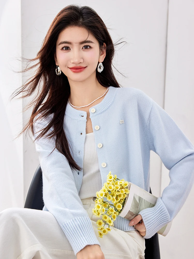 Sweet Solid Color Knitted Cardigans Women Vintage Baby Blue Gentle Style Button Sweater Coats Harajuku Cute Loose Cardigan Tops