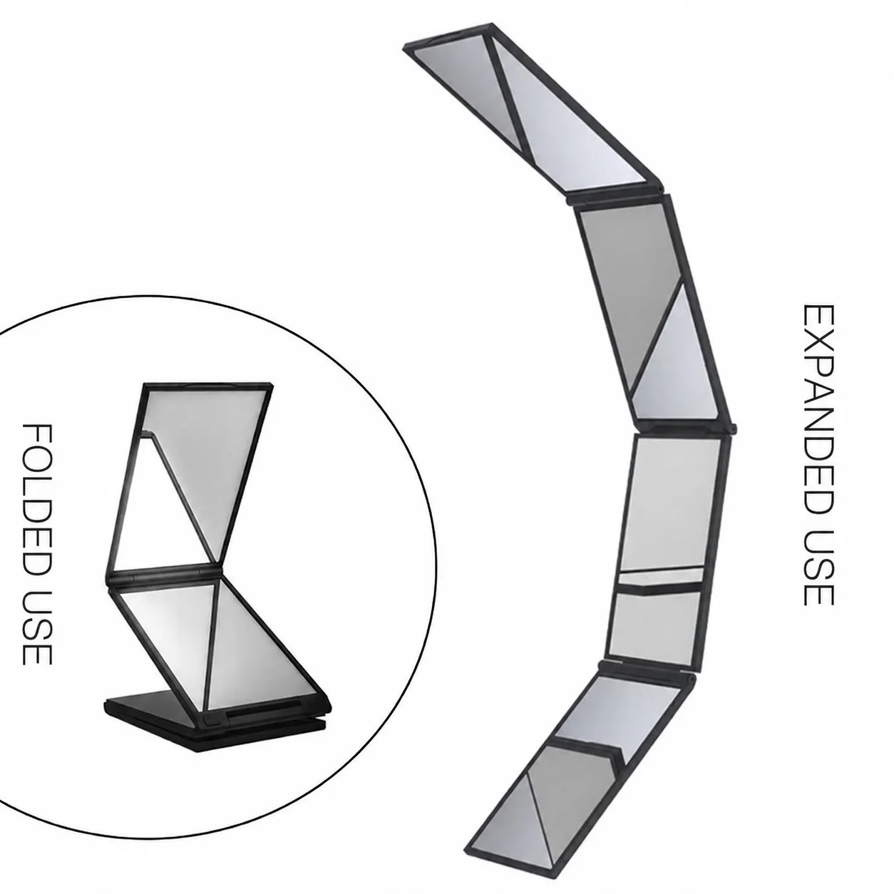 Multi Fold Plastic Vanity Mirror Adjustable Angle Self Styling Standing Glass Minimalist Table Makeup Glass Portable Item