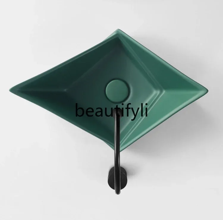 

ss D SS High-end personalized table creative wash basin countertop wash tray short and light small ceramic single basin
