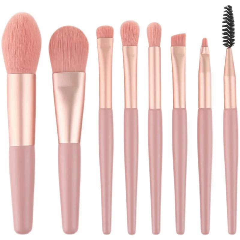 8PCS Travel Mini Make Up Brushes Set Portable Makeup Brushes Foundation Powder  Blush Eyeshadow Eyelash Makeup Brushes For Women