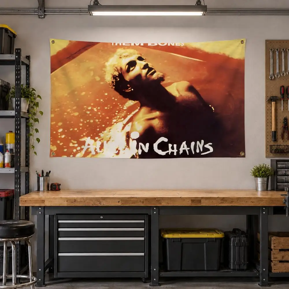 Band Alice in Chains Grunge Flags Personalized Banner Flag Room Dorm Camping Picnic Garage Bar Outdoor Wall Decor