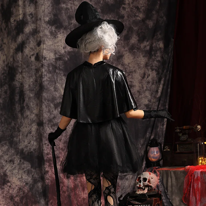 Halloween Hexenkostüm mit Ahle und Haken k Fem Zaubererrock Magische Hexe Rollenspiel Bühnenaufführung Kleidung Damen