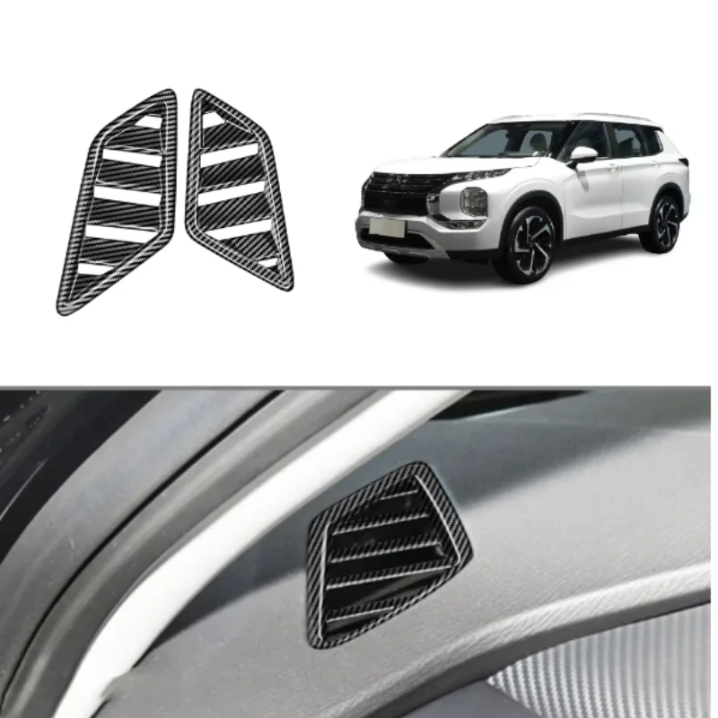 

Only Fit LHD! For Mitsubishi Outlander 2023-2024 Car Accessory ABS Carbon Fiber Grain Front Upper Air Vent Outlet Cover Trim