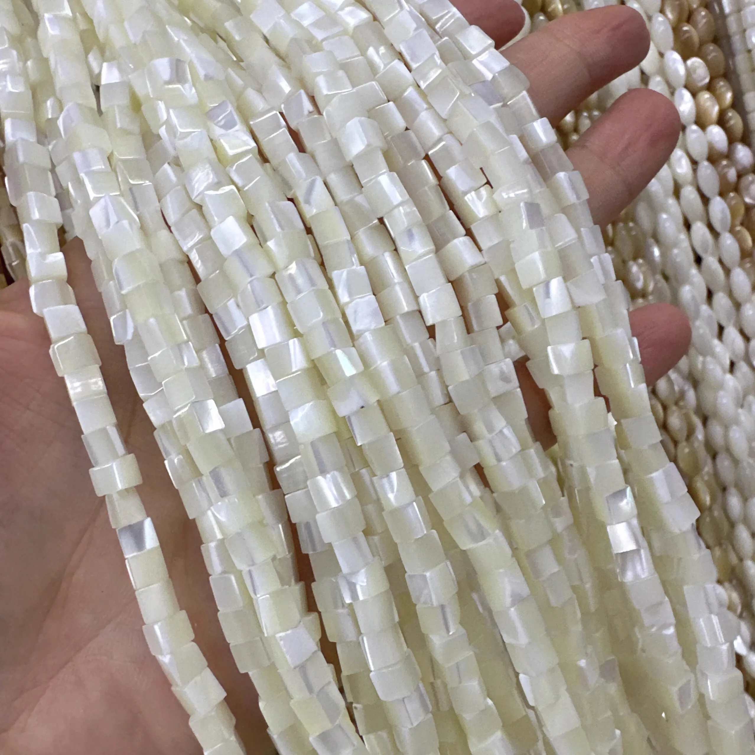 Trochidae Top Shell white brown square 3mm 4mm 6mm nature for making jewelry necklace 38cm FPPJ wholesale  loose beads