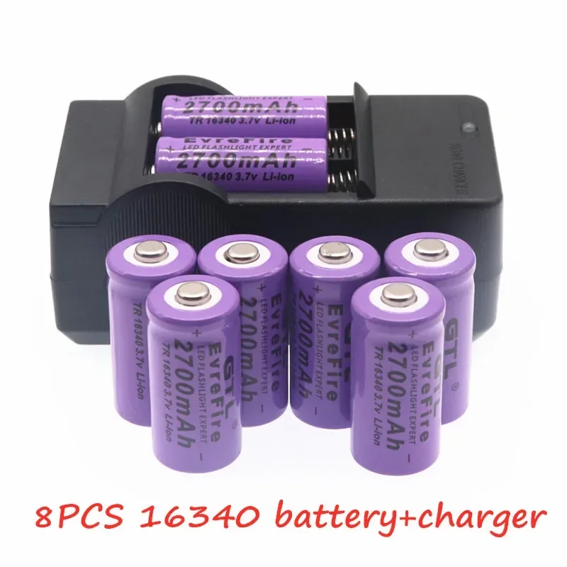 2700mah 3,7 V Li-Ion 16340 Batterien CR123A  Für LED Taschenlampe Reise Wand Charger