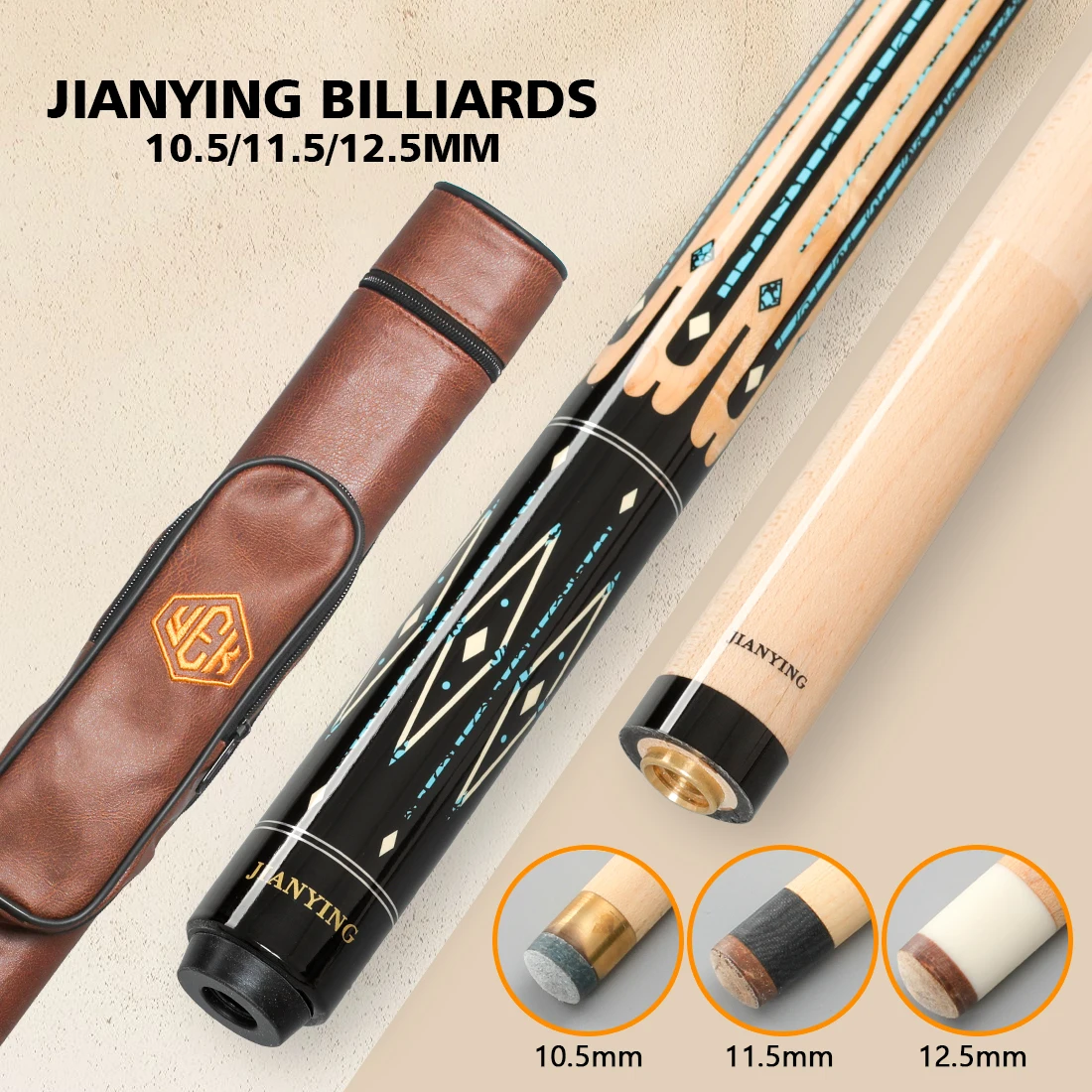Jianying YFEN Pool Cue Stick, 11.5/12.5 mm Tip Low Deflection Shaft Billiard Cue Sticks with Hard Case, 2-Pieces 58
