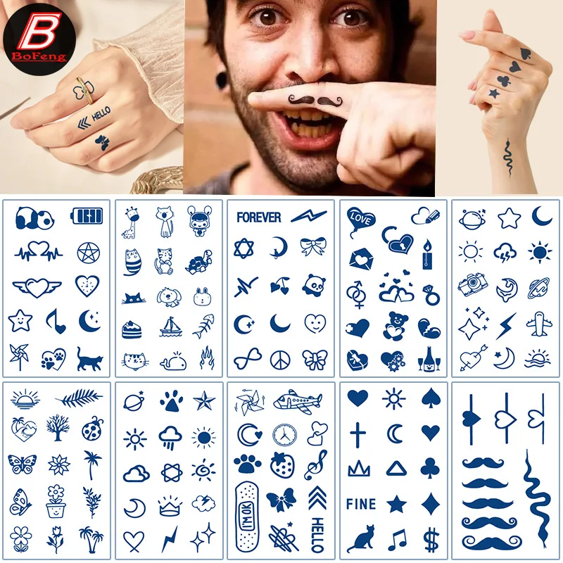 

3pcs Semi-Permanent Temporary Tattoos Long-Lasting Realistic Waterproof Body Finger Tattoo Stickers Elf Bar Fake Tattoos