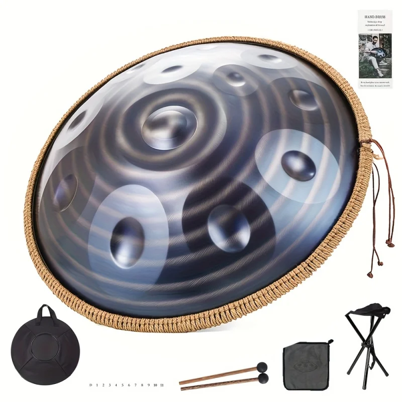 

432 Гц 12-тоновый барабан ручной пауэр, бубен ручной работы в стиле спиральной росписи, 22 дюйма D малая, высококачественный стальной барабан с язычком