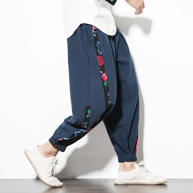 Chinese Style Harem Pants Streetwear Autumn Vintage Casual Sweatpants Hippie Pants Men Japanese Trousers Kimono Printed Pants