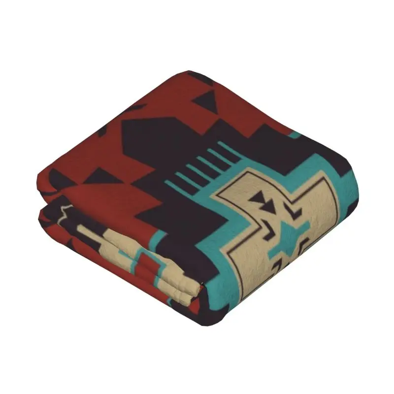 Custom Native American Navajo Boho Aztec Pattern Blanket Soft Fleece Spring Warm Flannel Throw Blankets Sofa Bedding Bedspread