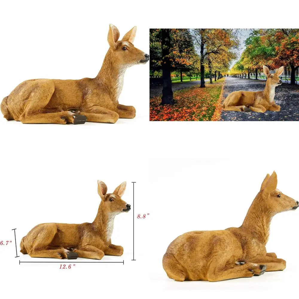 

Female Deer Statue - Rustic Animal Figurine for Indoor or Outdoor Garden Decor and Art Gift