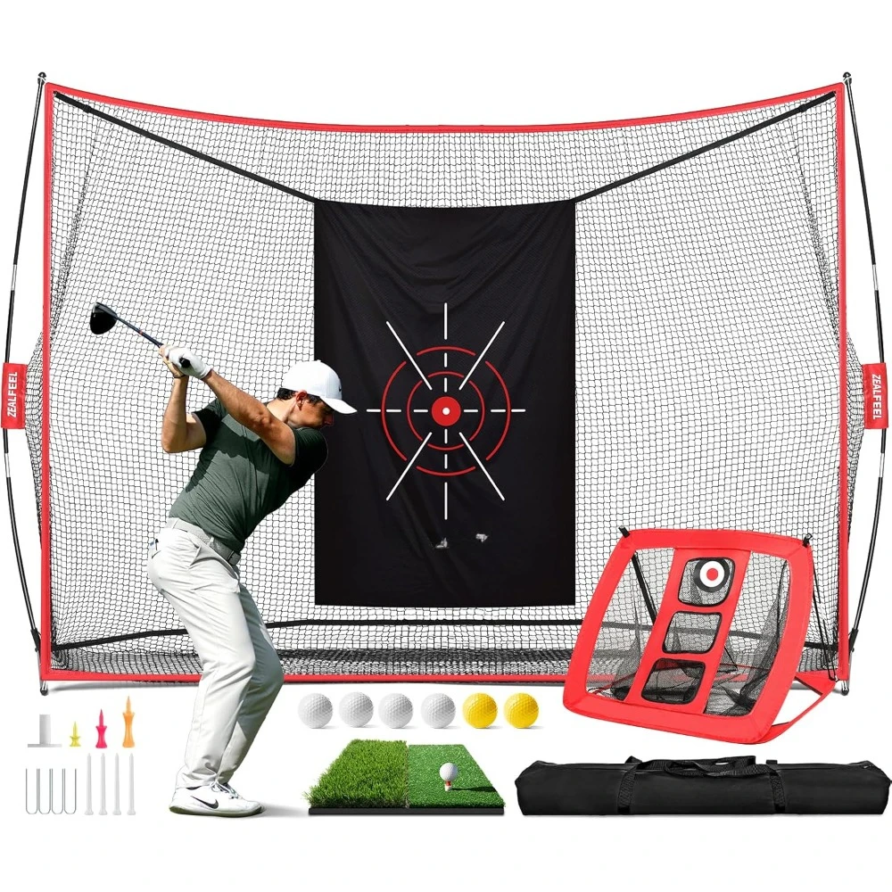 Golf Net, 10x7ft Golf Practice Net with Chipping Net, Golf Mat, Silk Target