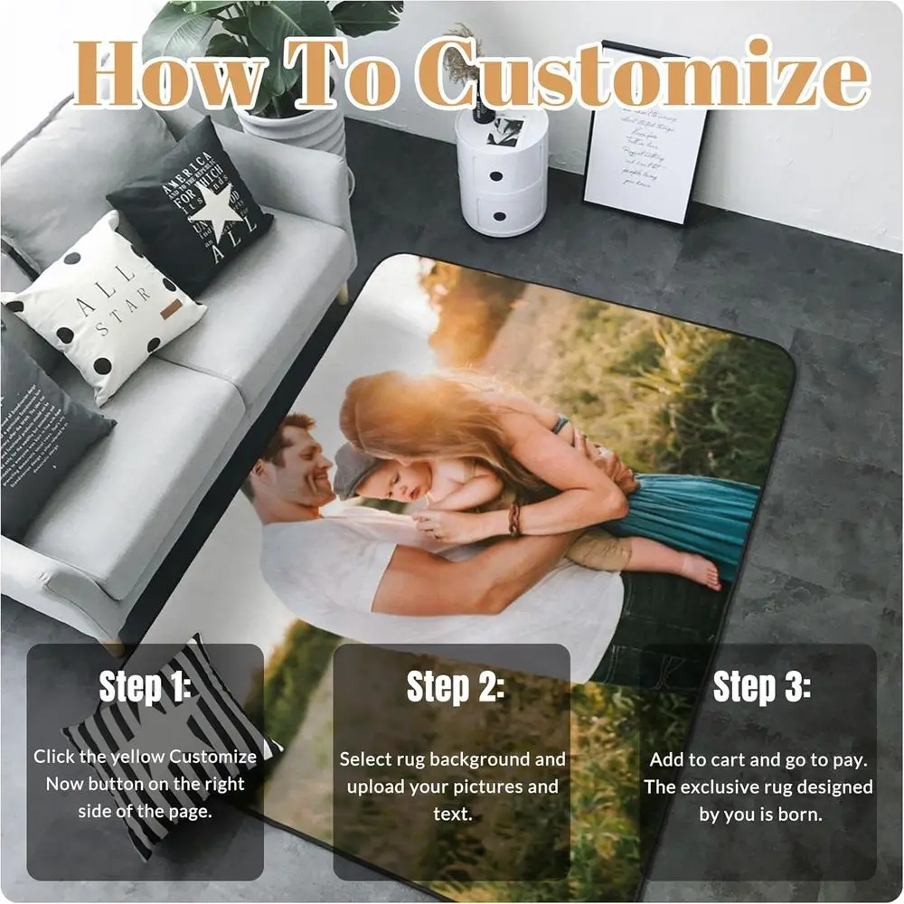 Custom Rug Personalized Area Carpet with Your Logo Image Text Photo, Anti Slip Washable Door Mat Decorative or Bedroom Living Ro - view 2