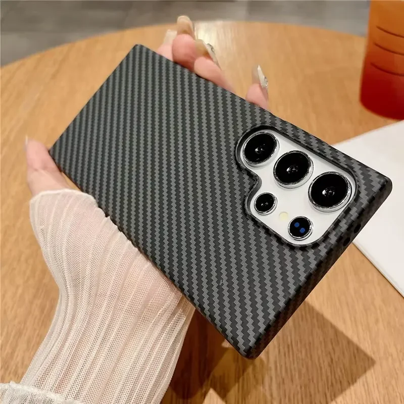 

Ultra Thin Carbon Fiber Texture Armor Magnetic For Magsafe Case For Samsung S25 S24 S23 S22 Note 20 Ultra 10 Plus Hard PC Cover