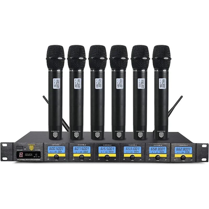 

MX66 6-канальная беспроводная микрофонная система UHF с 6 ручными микрофонами Караоке-машина для вечеринки/свадьбы/церкви/конф