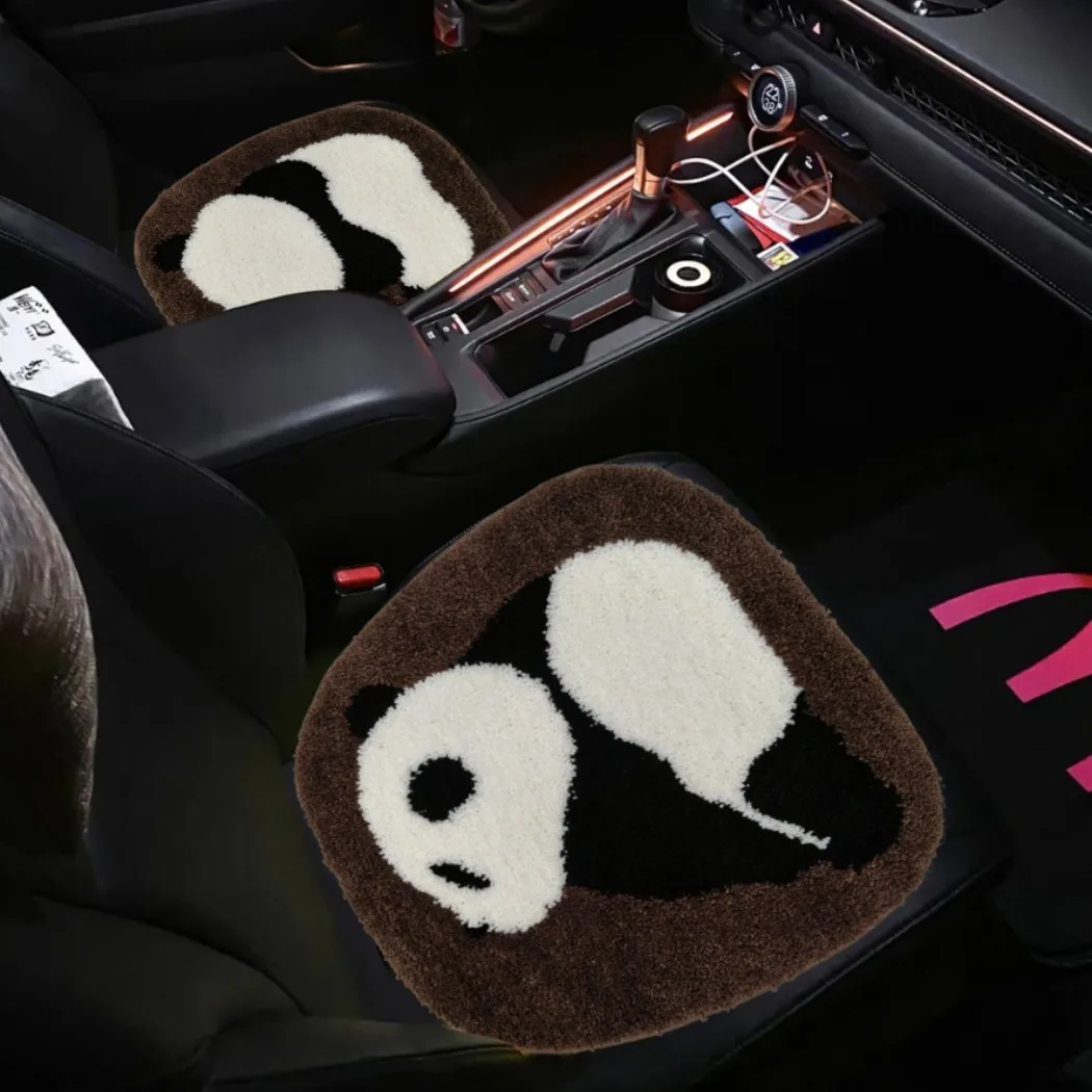 

Cute Panda Car Cuion Fluffy Indoor Car Pad Non-Slip Warm All-Season Universal Cuion Polyester Fiber Filled