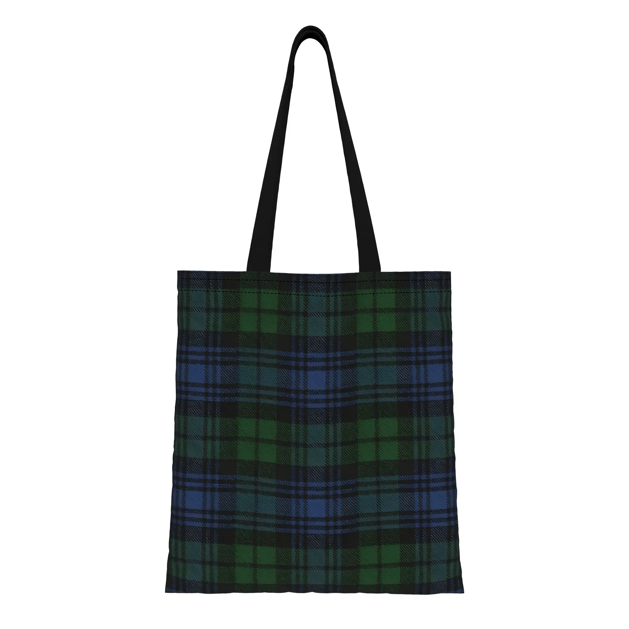 

1PC Black Watch Ancient Original Scottish Tartan Canvas Tote Bag Large Capacity Durable Handbag Outdoor Handbag Trendy Tote