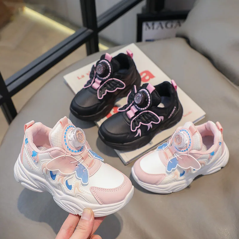 

Girls' sneaker Swivel Buckle Princess Children's Light Leather Cute Baby Shoes