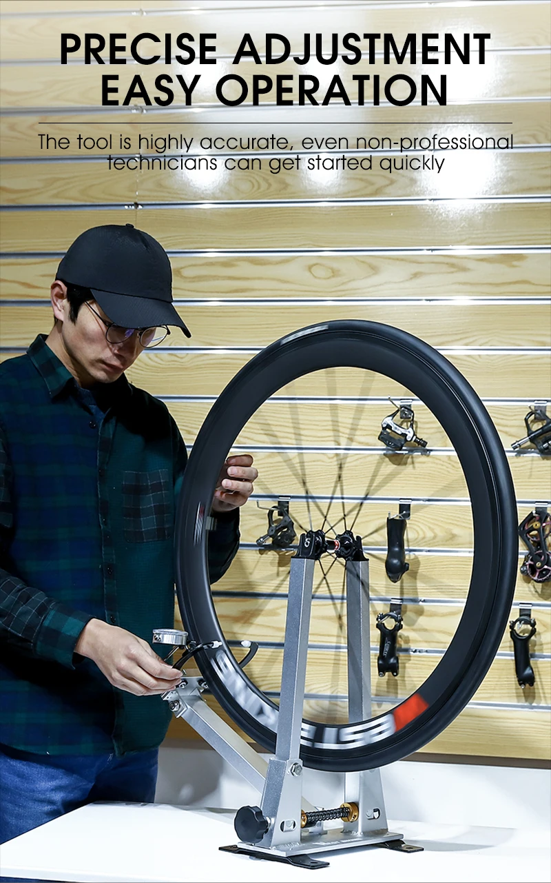 WEST BIKING Fahrrad-Zentrierständer mit Messuhr, Reifeneinstellgerät für Felgen, Laufradsatz, MTB, Rennrad, BMX, Fahrradreparaturwerkzeuge – Detail 10