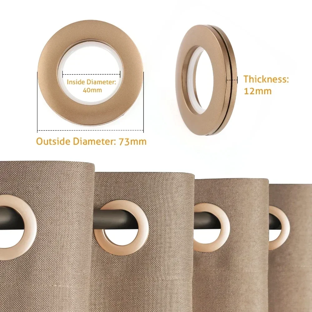 50Pcs Curtain Grommets Roman Ring 4cm Inner Diameter Curtain Eyelet Rings ABS Plastic Nanoscale Ring Coffee Silver