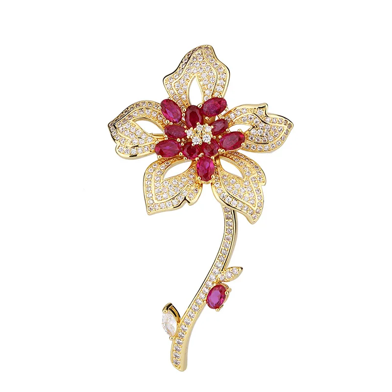 European and American Colorful Treasure Brooch Accessories Suit Sweater Light Luxury Fashion High-end Sense Women's Versatile Ac