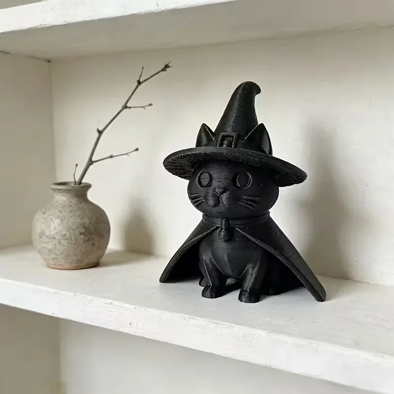 Kleine Statuen-Dekoration, Schwarzer Hexenhut Gotische Satan-Katze Wohnzimmer-Dekoration Schreibtisch-Deko Statue Raumdekoration – Detail 4