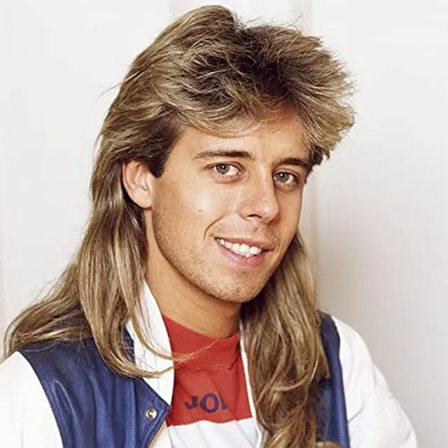 Peruki Mullet dla mężczyzn Syntetyczne kostiumy z lat 70. i 80. Męskie czarne fantazyjne akcesoria imprezowe Cosplay Peruka do włosów