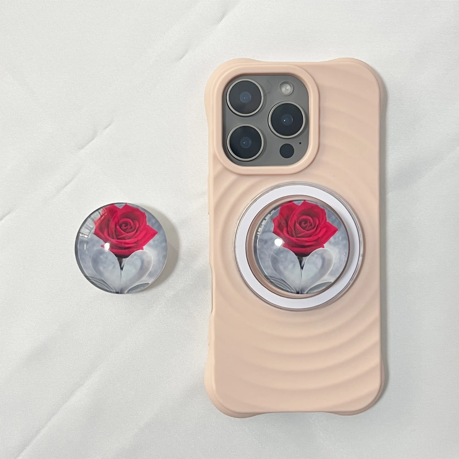3D-Kristallkugel Niedliche Rote Rose Handyhalterung mit Magnetständer für iPhone 17 Pro Max 16 Pro Max Griptok