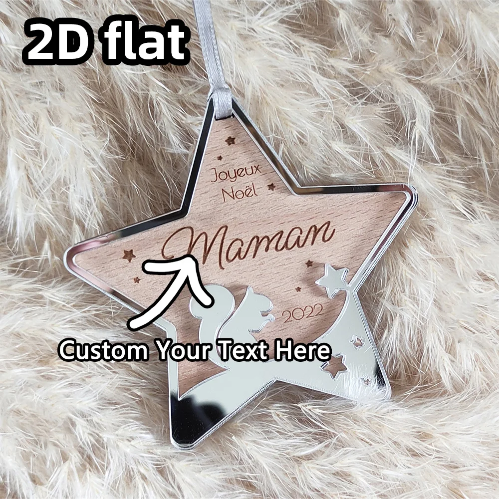Adorno navideño personalizado, diseño de estrella de ardilla, primera bola navideña para bebé, decoración de regalo navideña personalizada, 1 ud.