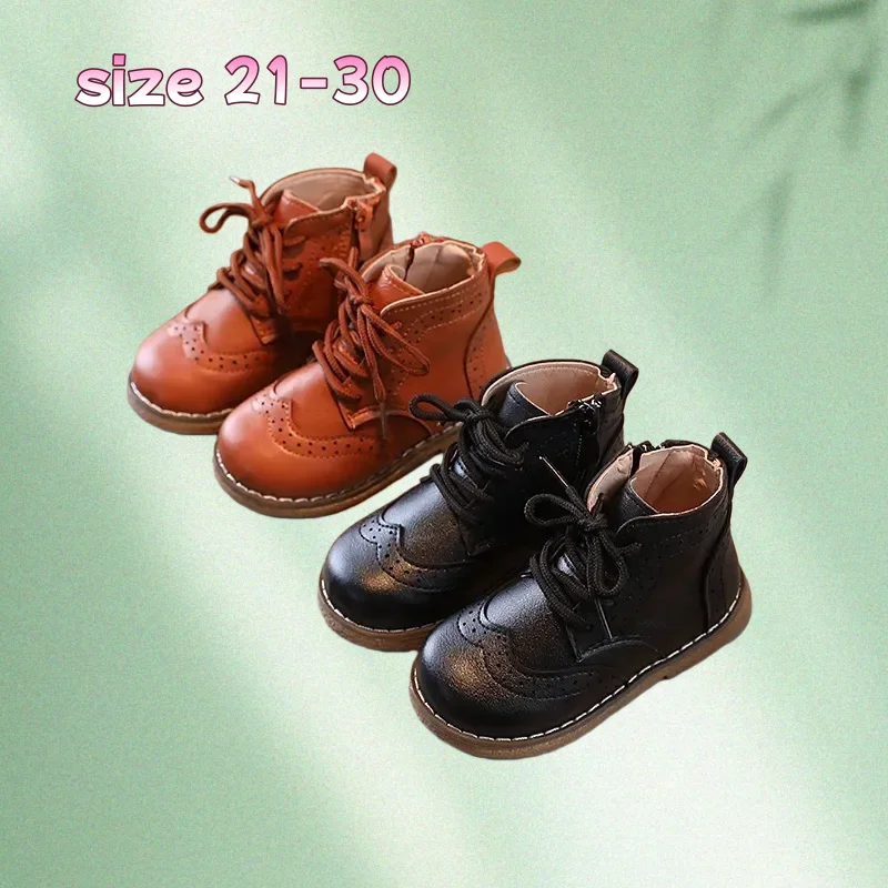

Autumn Winter Baby Boys Girls Boots PU Children Casual Shoes Outdoor Anti-slip Infant Shoes Kids Ankle Boots