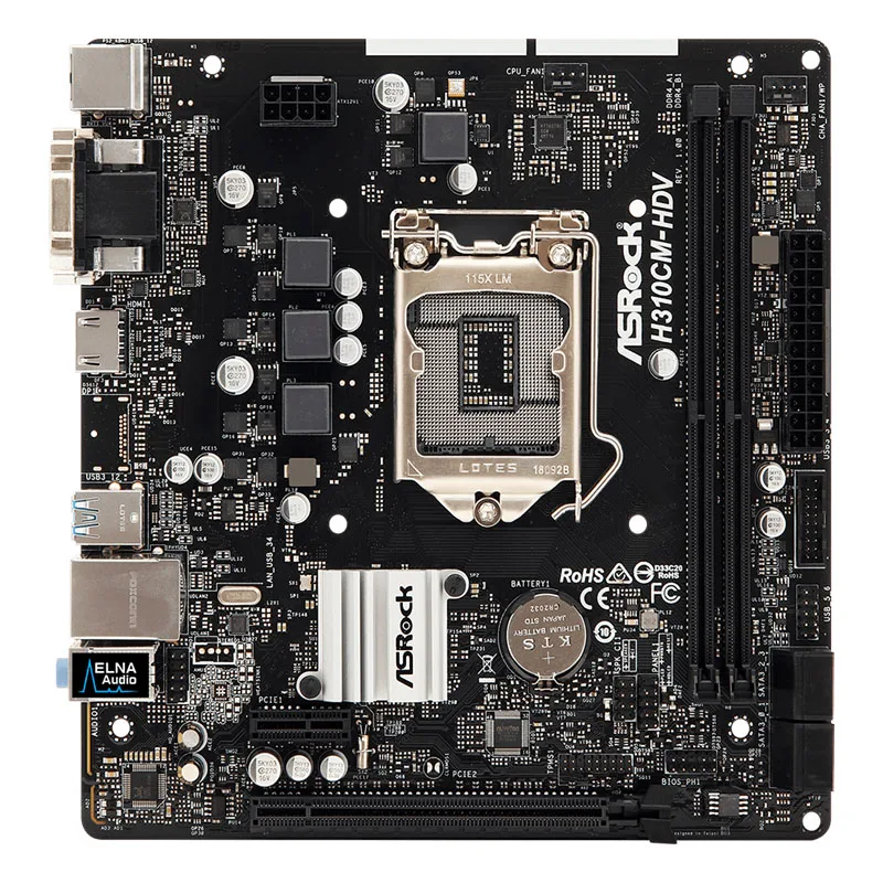 Imagem -02 - Asrock-placa-mãe Intel Desktop Original Usada H310cm-hdv H310m Ddr4 Lga 1151 i7 i5 i3 Usb 3.0 Sata3