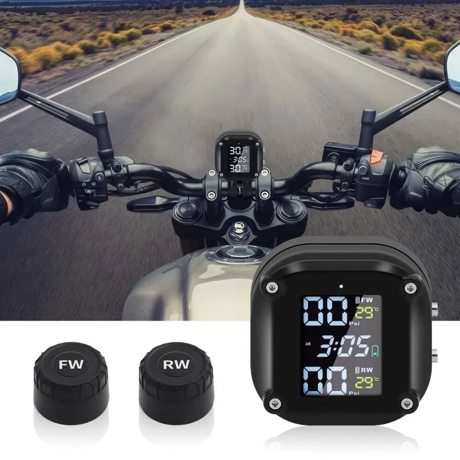 Motorcycle Tire Pressure Monitoring System Temperature Alarm With 2 External Sensors Moto Tyre Alarm Systems Real Time