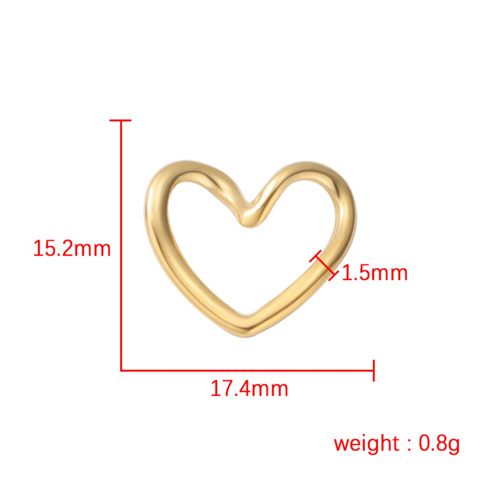 3D Heart Connectors Eco-friendly 304 Stainless Steel Valentine's Day Charms Pendants Multicolor Heart Hollow 17mm x 15mm