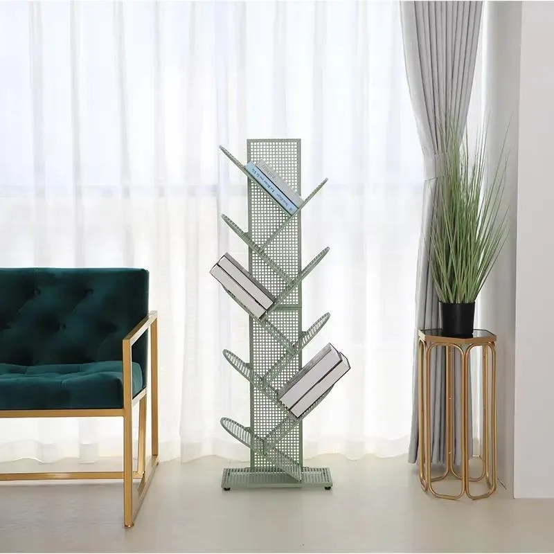 Modern Easy Assembly Movable Storage Bookshelf Removable Brochure Display Stand Floor to Ceiling Magazine Rack
