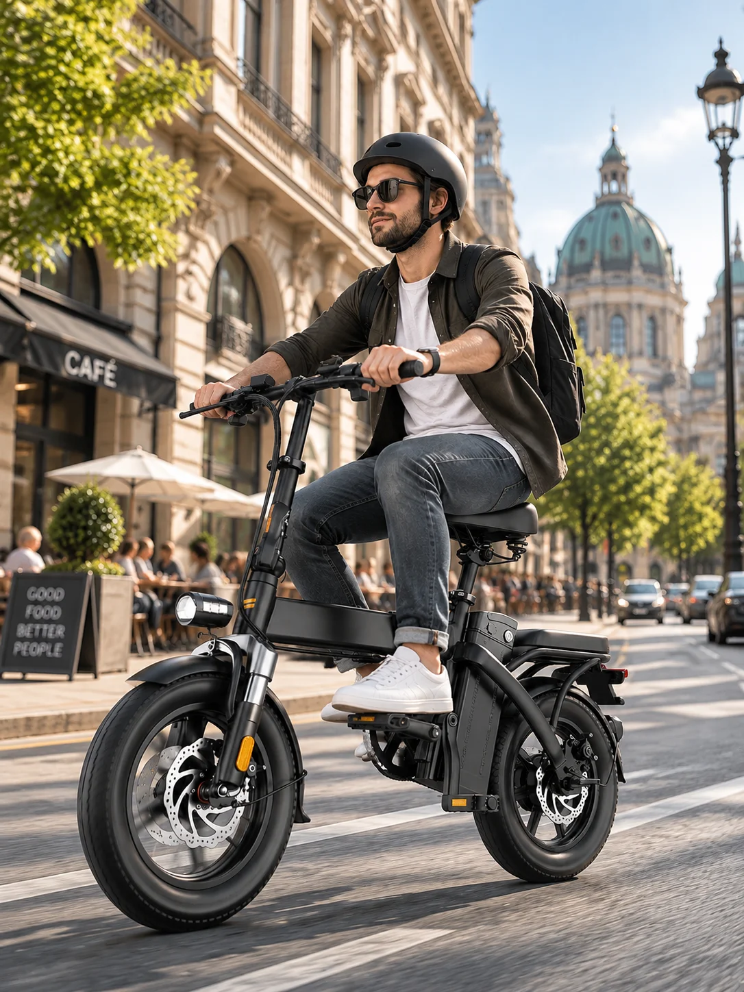 GS3 14 Zoll Klappbares Elektrofahrrad, 250W Motor, 48V 15Ah Herausnehmbarer Akku, Bis zu 25km/h, Kompaktes E-Bike für Stadtfahrten, Einkäufe & Tägliche Fahrten