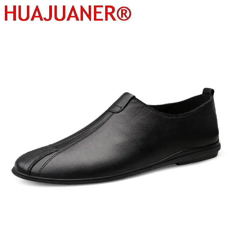 

High Quality Men Shoes New Fashion Loafers Men's Comfy Genuine Leather Boats Shoes Mens Classic Retro Slip-On Lazy Shoes for Man