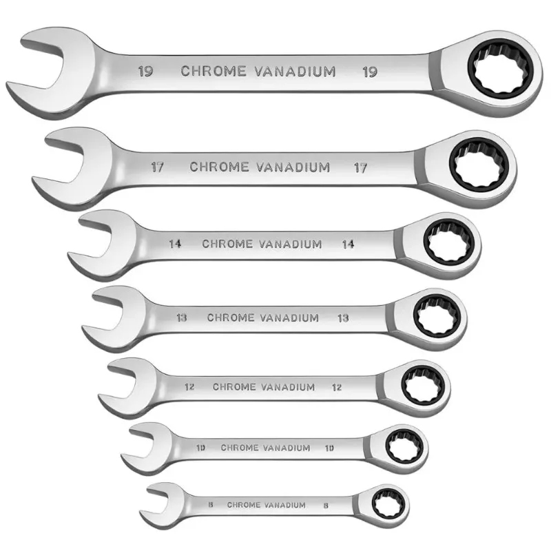 Ratchet Combination Wrench Set 8‑19mm Chrome Vanadium Steel Open & Box End Spanner Hand Repair Tool Kit