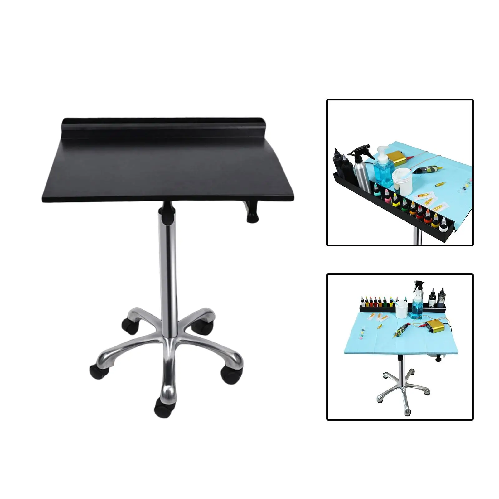 Tattoo Work Station Desktop Supplies Stable with Paint Storage Tray Stainless Steelmetal Multifunctional Moblie Cart Workbench