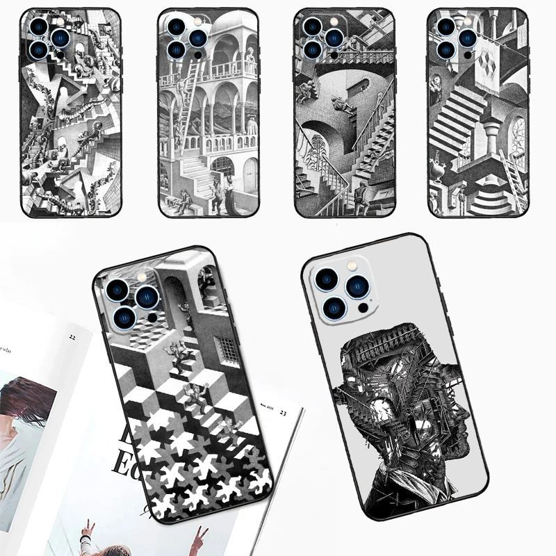 Escher Staircases Case For iPhone 14 13 12 11 15 16 Pro Max Plus XS Max X XR 7 8 Plus 13 12 Mini Phone Cover