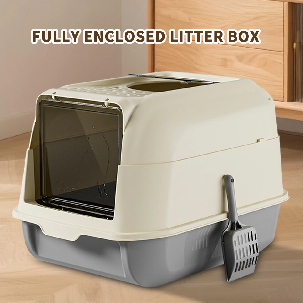 Double Door Cat Litter Box Suitable for Multi-Cat Households, Entry System with Smooth Access Door for Litter Boxes, Space-Saving for Modern Bathrooms, Reduces Crowding in Homes with Multiple Cats
