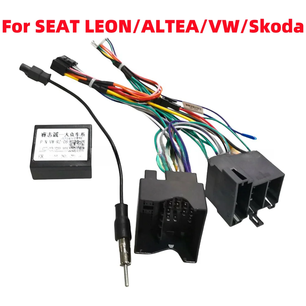 Raise Canbus RZ-VW08 For All Skoda SEAT LEON / ALTEA / VW Passat B5 Android Car Radio 16 Pin Wiring Harness Adapter Power Cable
