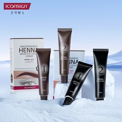 ICONSIGN Henna Professional Eyelash Eyebrow Dye Tint 15minutes Fast Deying Cream Tattoo Brow Semi Permanent Tint Dye Makeup Tool