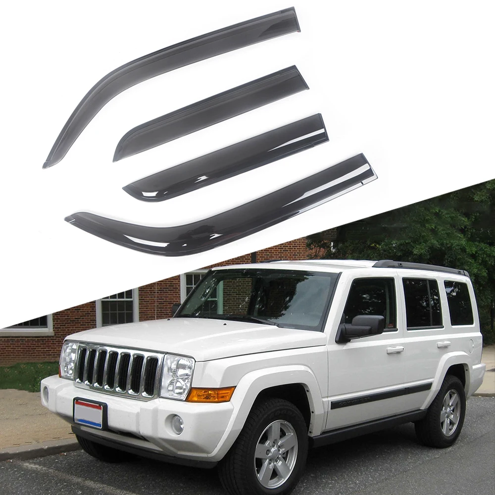 

For Jeep Commander 2006-2010 Auto Side Window Wind Deflectors Visors Black Rain Guard Door Visor Vent Shade Dark Smoke Ventvisor