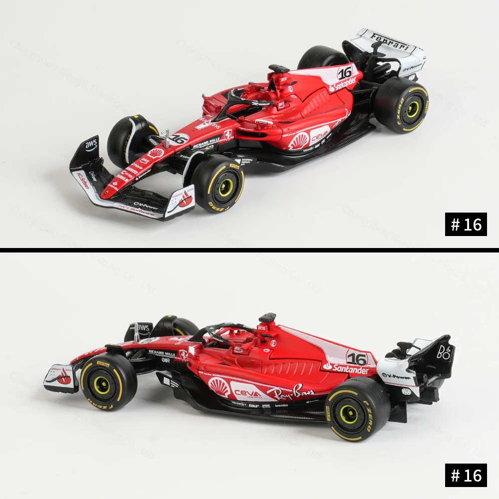 Bburago 1:43 2023 Ferrari SF23 Las Vegas #16 #55 F1 mobil balap Formula statis simulasi Diecast Model logam campuran