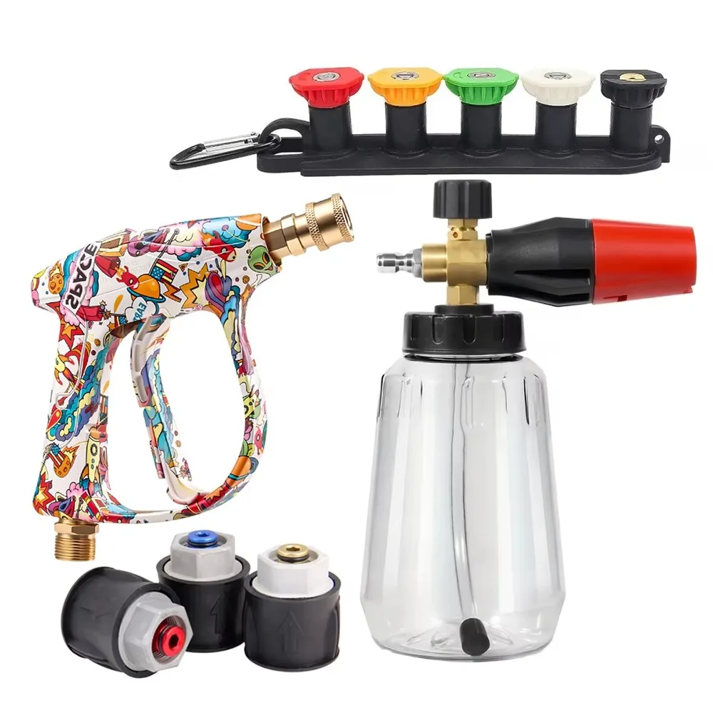 Multi‑Brand Compatible Pressure Washer Gun, Car Wash Water Gun with Quick Connector & Nozzles for Karcher Bosch Nilfisk Parkside