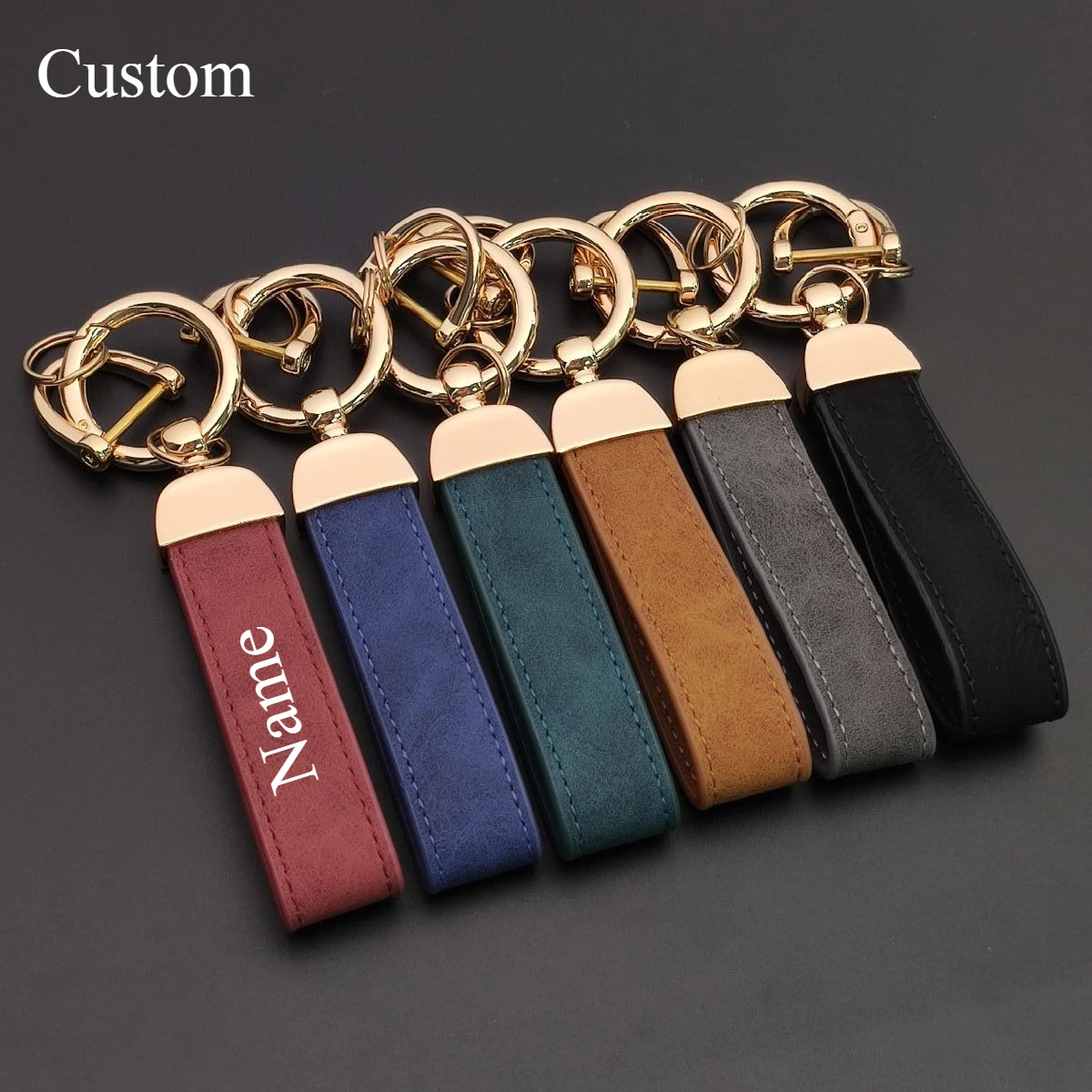 

Personalized Customization Name Leather Car Keychain Pendant Exquisite Compact Keychring Creative DIY Jewelry Practical Gift