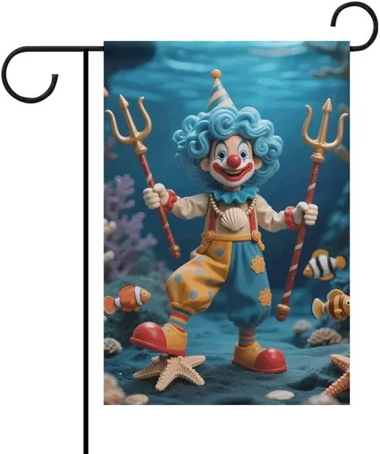 Ocean Clown Garden Flags Double Sided Polyester Seasonal Garden Flag, 12x18 XXQ