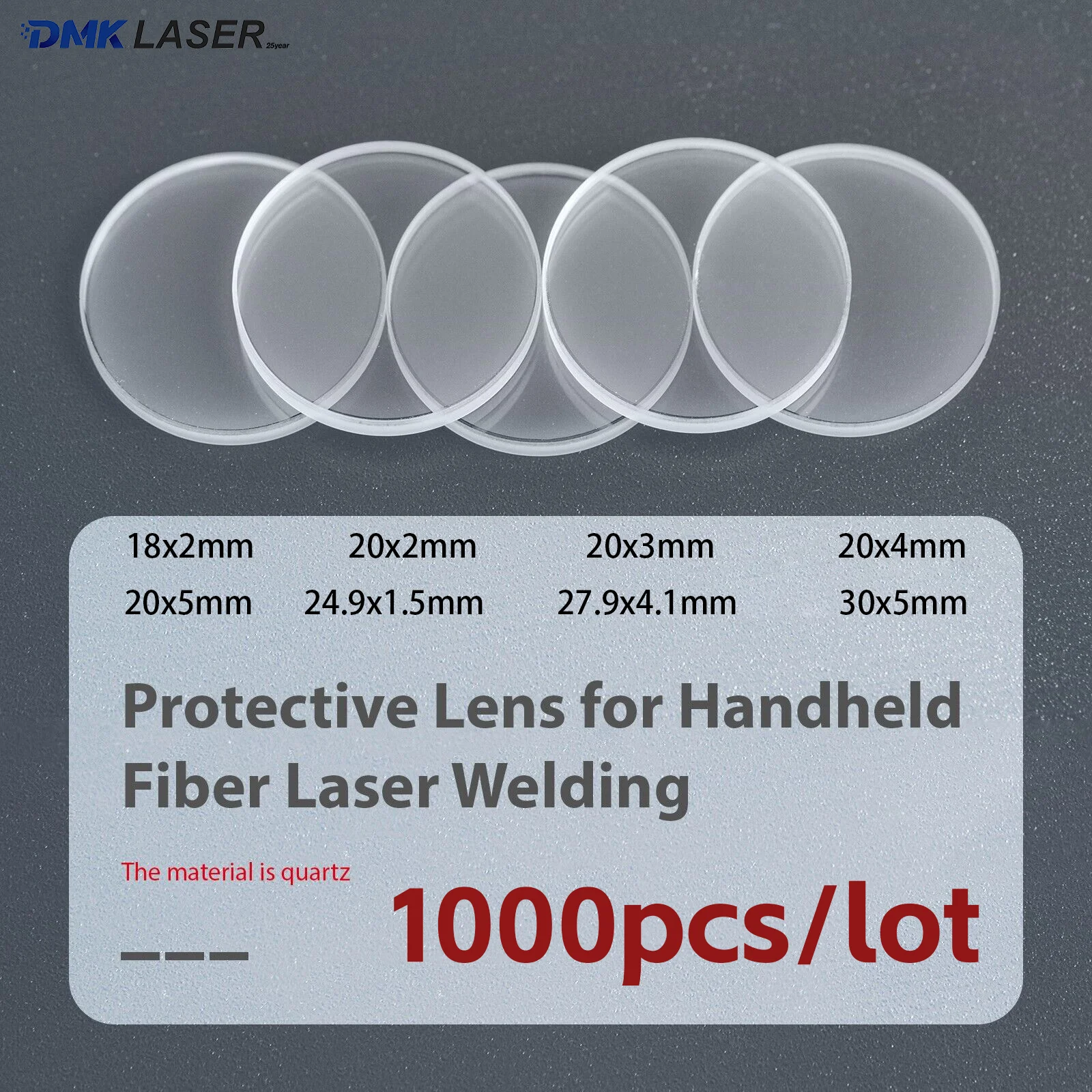 1000pcs/lot Handheld Laser Welding Protective Lens Quartz Coating Windows 18x2 20x2 20x3 24.9x1.5 For CQWY QILIN Raytools Relfar