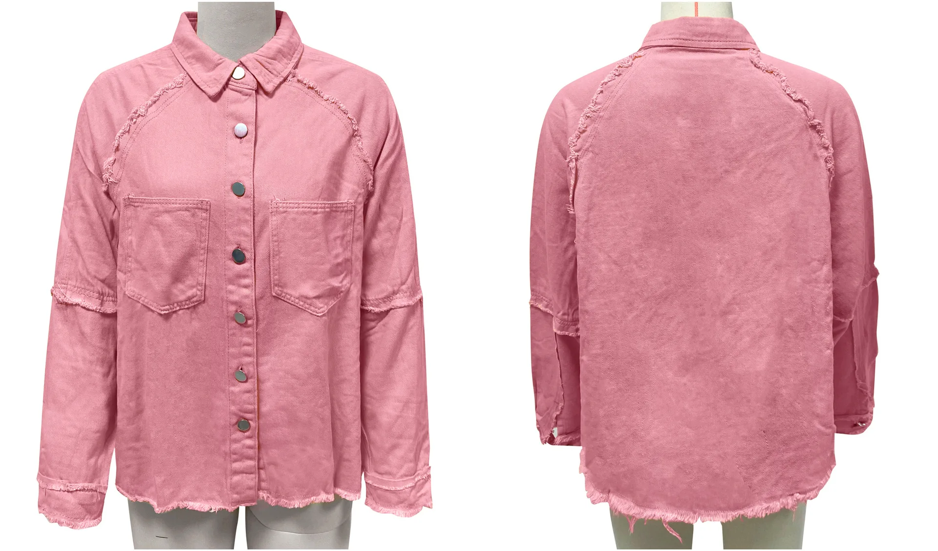 2023 Autumn Women\'s Fashion Denim Washed Raw Edge Mid-length Loose Women